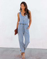 Eaby Lockerer ärmelloser Jeans-Jumpsuit